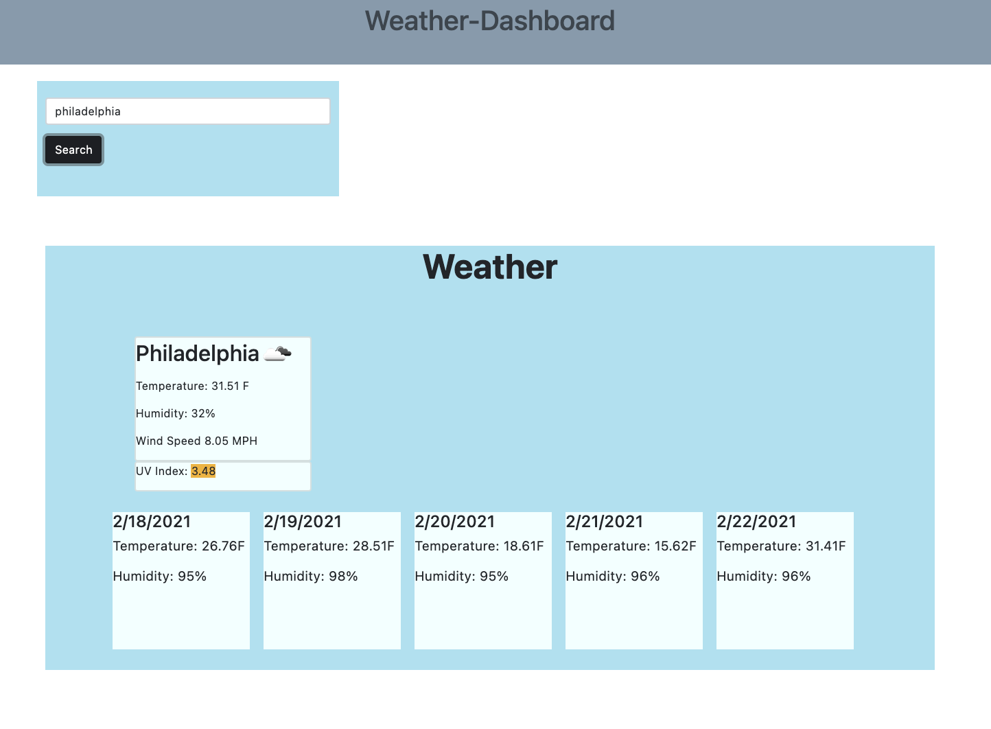 Weather-Dashboard